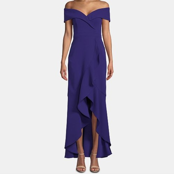Xscape Off-The-Shoulder Ruffle-Bottom Gown - Picture 1 of 1